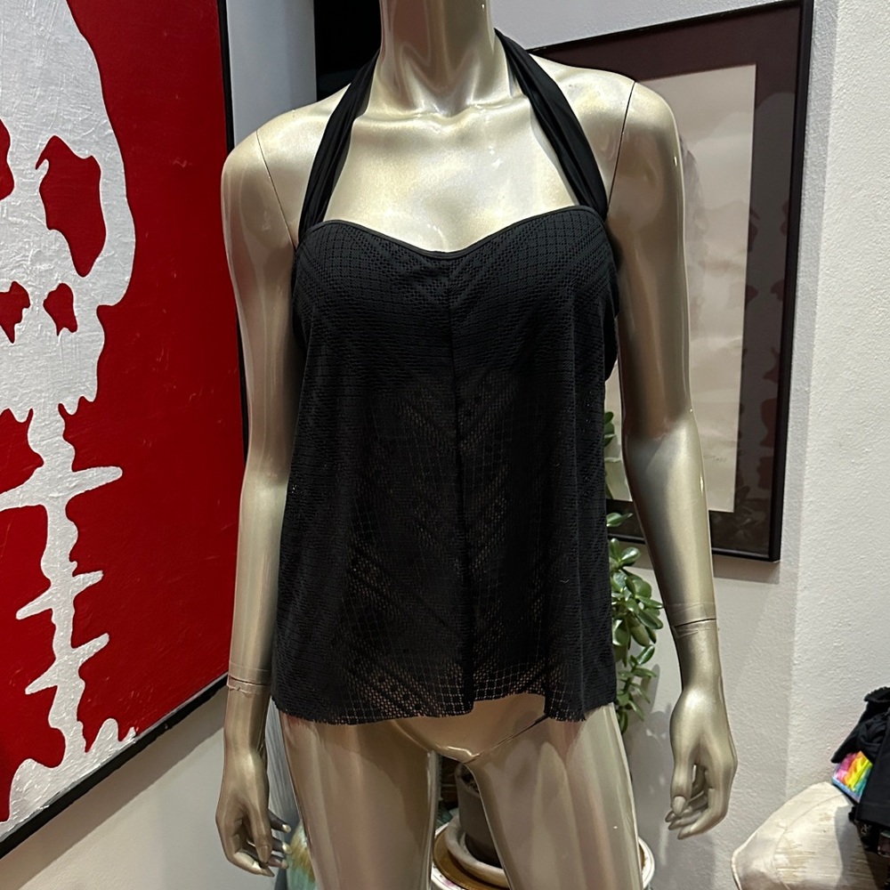 ⚡️Ellen Tracy Black Halter Swim TOP attached bra Coverup S was $72